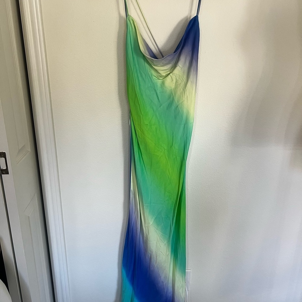 Zara Tie Dye Satin Effect MIDI Dress women’s Small - Picture 4 of 11